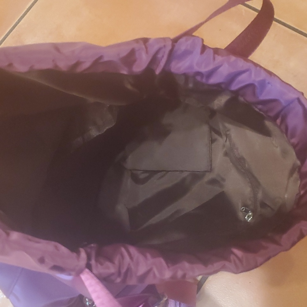 New Zooron Purple Waterproof Drawstring Backpack Gym Bag - Picture 3 of 3